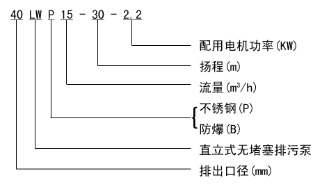 LW立式無阻塞排汙泵型號及意義